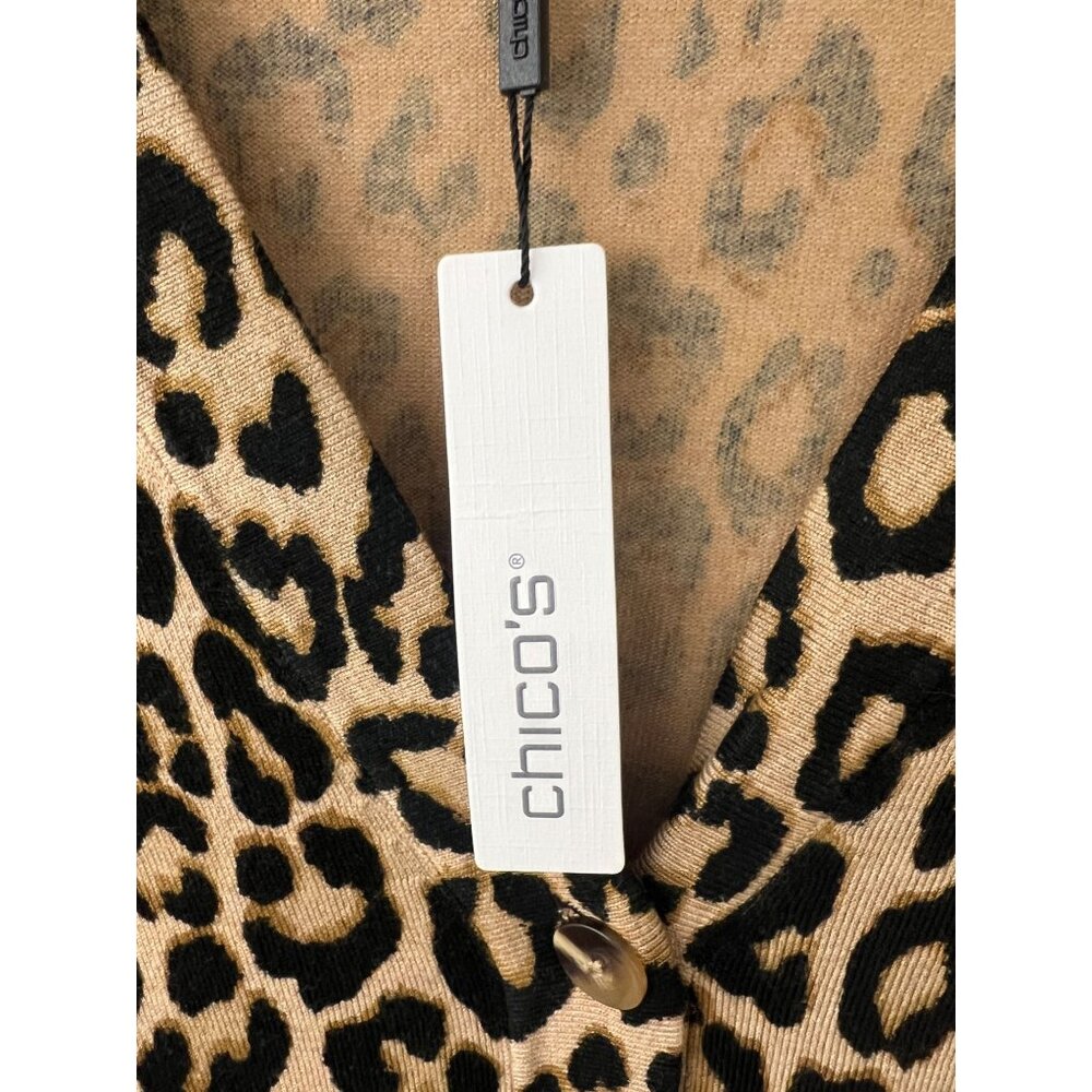 Chico's Cardigan Sweater  Size 4 US XXL Flare Sleeve Leopard Print V-neck NWT - Picture 3 of 6